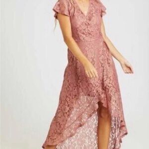 Altar'd State Mauve Lace High Low Dress